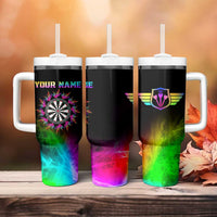 Personalized Colorful Neon Darts Tumbler With Handle with Bold Abstract Background - Wonder Print Shop