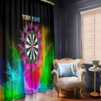 Personalized Colorful Neon Darts Window Curtain with Bold Abstract Background - Wonder Print Shop