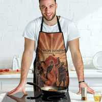 Twelve Olympians Apron Greek Gods Graphic With Greek Amphora Vase And Parthenon Art
