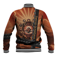 Twelve Olympians Baseball Jacket Greek Gods Graphic With Greek Amphora Vase And Parthenon Art