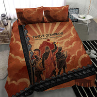 Twelve Olympians Bedding Set Greek Gods Graphic With Greek Amphora Vase And Parthenon Art