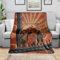 Twelve Olympians Blanket Greek Gods Graphic With Greek Amphora Vase And Parthenon Art