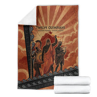 Twelve Olympians Blanket Greek Gods Graphic With Greek Amphora Vase And Parthenon Art