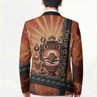 Twelve Olympians Blazer Greek Gods Graphic With Greek Amphora Vase And Parthenon Art