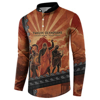 Twelve Olympians Button Sweatshirt Greek Gods Graphic With Greek Amphora Vase And Parthenon Art
