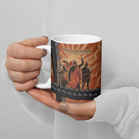 Twelve Olympians Ceramic Mug Greek Gods Graphic With Greek Amphora Vase And Parthenon Art