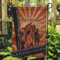 Twelve Olympians Garden Flag Greek Gods Graphic With Greek Amphora Vase And Parthenon Art