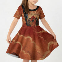 Twelve Olympians Kid Short Sleeve Dress Greek Gods Graphic With Greek Amphora Vase And Parthenon Art