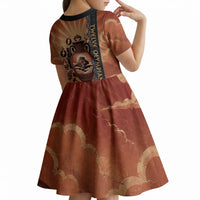 Twelve Olympians Kid Short Sleeve Dress Greek Gods Graphic With Greek Amphora Vase And Parthenon Art