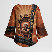 Twelve Olympians Kimono Sleeve Blouse Greek Gods Graphic With Greek Amphora Vase And Parthenon Art
