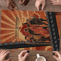 Twelve Olympians Puzzle Greek Gods Graphic With Greek Amphora Vase And Parthenon Art