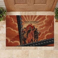 Twelve Olympians Rubber Doormat Greek Gods Graphic With Greek Amphora Vase And Parthenon Art