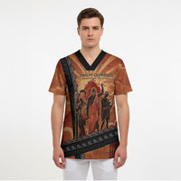 Twelve Olympians Scrub Top Greek Gods Graphic With Greek Amphora Vase And Parthenon Art