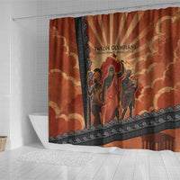 Twelve Olympians Shower Curtain Greek Gods Graphic With Greek Amphora Vase And Parthenon Art