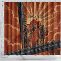 Twelve Olympians Shower Curtain Greek Gods Graphic With Greek Amphora Vase And Parthenon Art