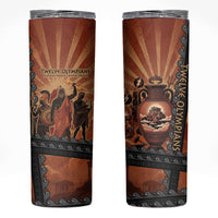 Twelve Olympians Skinny Tumbler Greek Gods Graphic With Greek Amphora Vase And Parthenon Art