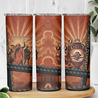 Twelve Olympians Skinny Tumbler Greek Gods Graphic With Greek Amphora Vase And Parthenon Art