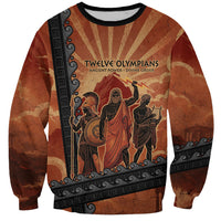 Twelve Olympians Sweatshirt Greek Gods Graphic With Greek Amphora Vase And Parthenon Art