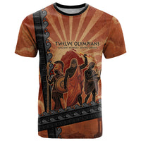 Twelve Olympians T Shirt Greek Gods Graphic With Greek Amphora Vase And Parthenon Art