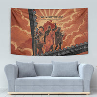 Twelve Olympians Tapestry Greek Gods Graphic With Greek Amphora Vase And Parthenon Art