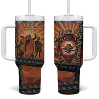 Twelve Olympians Tumbler With Handle Greek Gods Graphic With Greek Amphora Vase And Parthenon Art