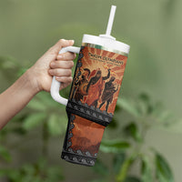 Twelve Olympians Tumbler With Handle Greek Gods Graphic With Greek Amphora Vase And Parthenon Art