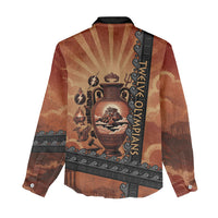 Twelve Olympians Women Casual Shirt Greek Gods Graphic With Greek Amphora Vase And Parthenon Art