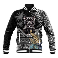 Polynesian Pitbull Baseball Jacket Polynesian Pattern And Pitbull - Wonder Print Shop