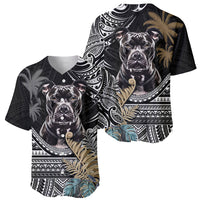 Polynesian Pitbull Baseball Jersey Polynesian Pattern And Pitbull - Wonder Print Shop