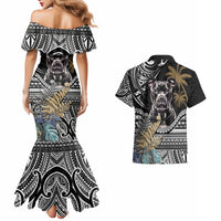 Polynesian Pitbull Couples Matching Mermaid Dress and Hawaiian Shirt Polynesian Pattern And Pitbull - Wonder Print Shop