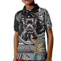 Polynesian Pitbull Kid Polo Shirt Polynesian Pattern And Pitbull - Wonder Print Shop