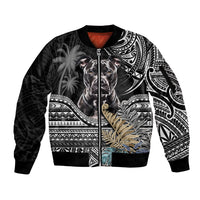 Polynesian Pitbull Sleeve Zip Bomber Jacket Polynesian Pattern And Pitbull - Wonder Print Shop