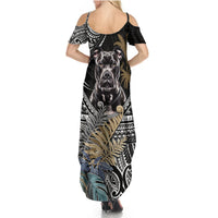 Polynesian Pitbull Summer Maxi Dress Polynesian Pattern And Pitbull - Wonder Print Shop