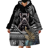 Polynesian Pitbull Wearable Blanket Hoodie Polynesian Pattern And Pitbull - Wonder Print Shop