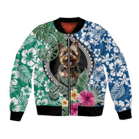 Polynesian Yorkshire Terrier Bomber Jacket Polynesian Pattern And Yorkshire Terrier - Wonder Print Shop