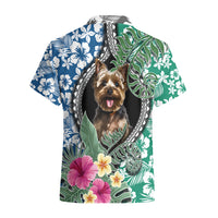 Polynesian Yorkshire Terrier Hawaiian Shirt Polynesian Pattern And Yorkshire Terrier - Wonder Print Shop