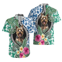 Polynesian Yorkshire Terrier Hawaiian Shirt Polynesian Pattern And Yorkshire Terrier - Wonder Print Shop