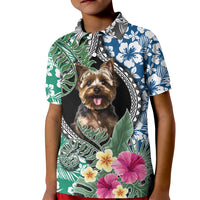 Polynesian Yorkshire Terrier Kid Polo Shirt Polynesian Pattern And Yorkshire Terrier - Wonder Print Shop