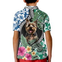 Polynesian Yorkshire Terrier Kid Polo Shirt Polynesian Pattern And Yorkshire Terrier - Wonder Print Shop