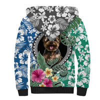 Polynesian Yorkshire Terrier Sherpa Hoodie Polynesian Pattern And Yorkshire Terrier - Wonder Print Shop