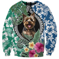 Polynesian Yorkshire Terrier Sweatshirt Polynesian Pattern And Yorkshire Terrier - Wonder Print Shop
