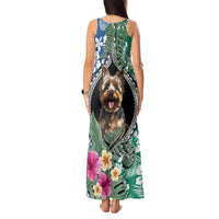 Polynesian Yorkshire Terrier Tank Maxi Dress Polynesian Pattern And Yorkshire Terrier - Wonder Print Shop