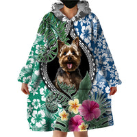 Polynesian Yorkshire Terrier Wearable Blanket Hoodie Polynesian Pattern And Yorkshire Terrier - Wonder Print Shop