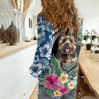 Polynesian Yorkshire Terrier Women Casual Shirt Polynesian Pattern And Yorkshire Terrier - Wonder Print Shop