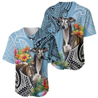 Polynesian Greyhound Baseball Jersey Polynesian Pattern And Greyhound - Wonder Print Shop
