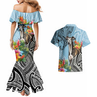 Polynesian Greyhound Couples Matching Mermaid Dress and Hawaiian Shirt Polynesian Pattern And Greyhound - Wonder Print Shop