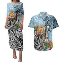 Polynesian Greyhound Couples Matching Puletasi Dress and Hawaiian Shirt Polynesian Pattern And Greyhound - Wonder Print Shop