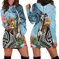 Polynesian Greyhound Hoodie Dress Polynesian Pattern And Greyhound - Wonder Print Shop