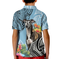 Polynesian Greyhound Kid Polo Shirt Polynesian Pattern And Greyhound - Wonder Print Shop