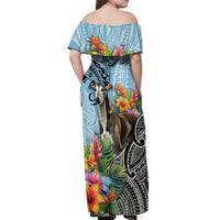 Polynesian Greyhound Off Shoulder Maxi Dress Polynesian Pattern And Greyhound - Wonder Print Shop